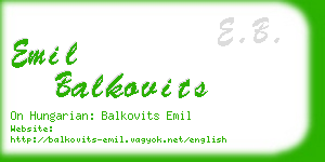 emil balkovits business card